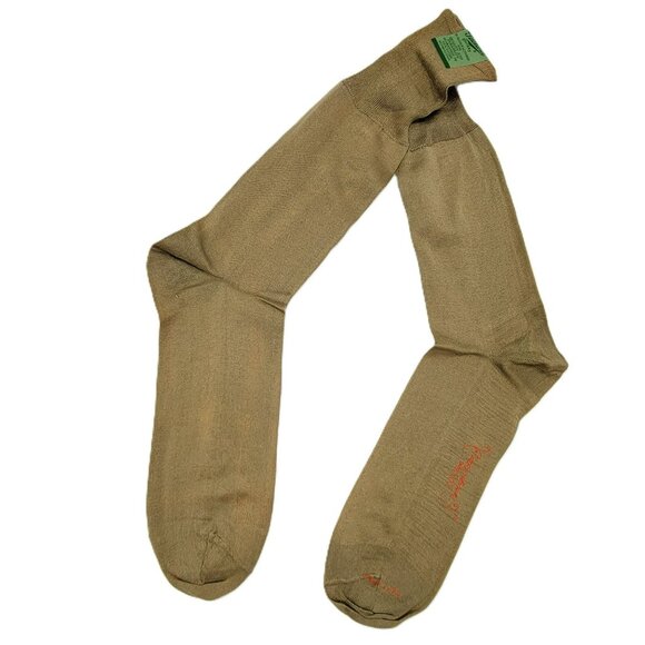 Vintage Men's Khaki Socks 6 Pair Fine Mercerized Cotton Packard Hosiery NOS - Picture 2 of 16